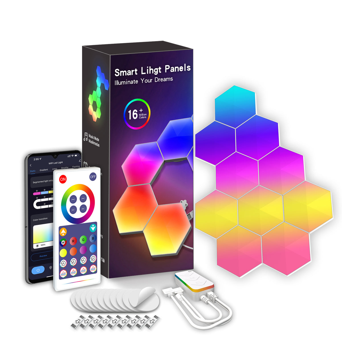 Smart RGB Hexagon LED Wall Lights 10 Pack – Punkston